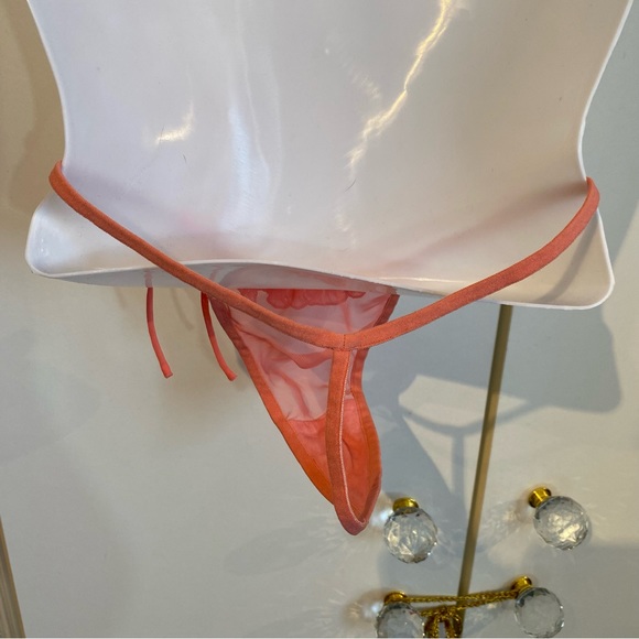 La Senza 2 Piece Sheer Coral Ruffle Chemise Sleep Set - Picture 12 of 16